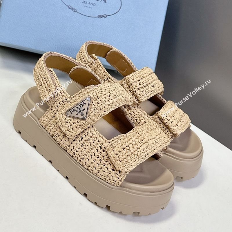 Prada Crochet platform sandals 4.5cm Beige 2025 PR053001 (MD-250530009)