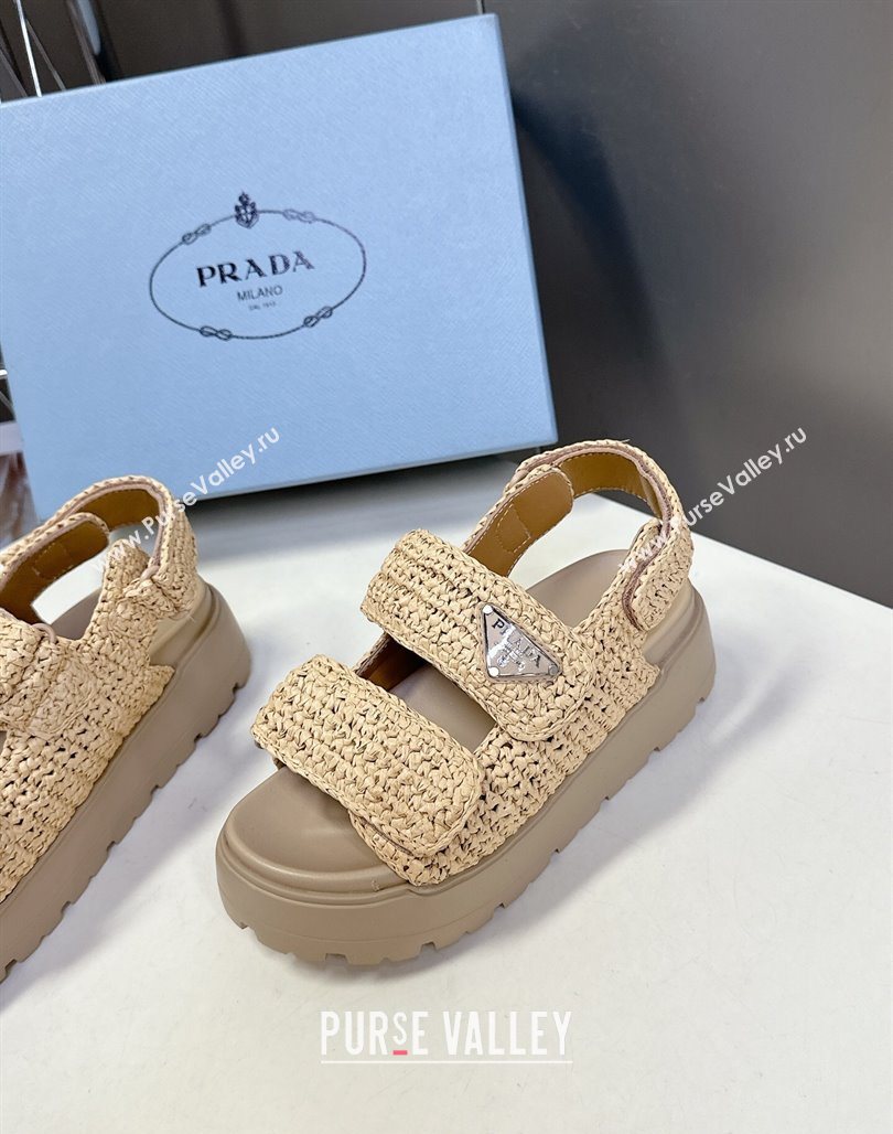 Prada Crochet platform sandals 4.5cm Beige 2025 PR053001 (MD-250530009)