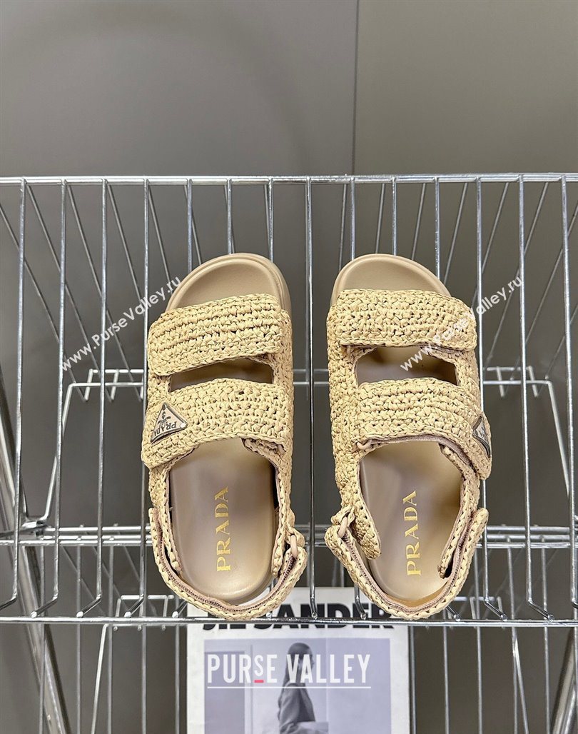 Prada Crochet platform sandals 4.5cm Beige 2025 PR053001 (MD-250530009)