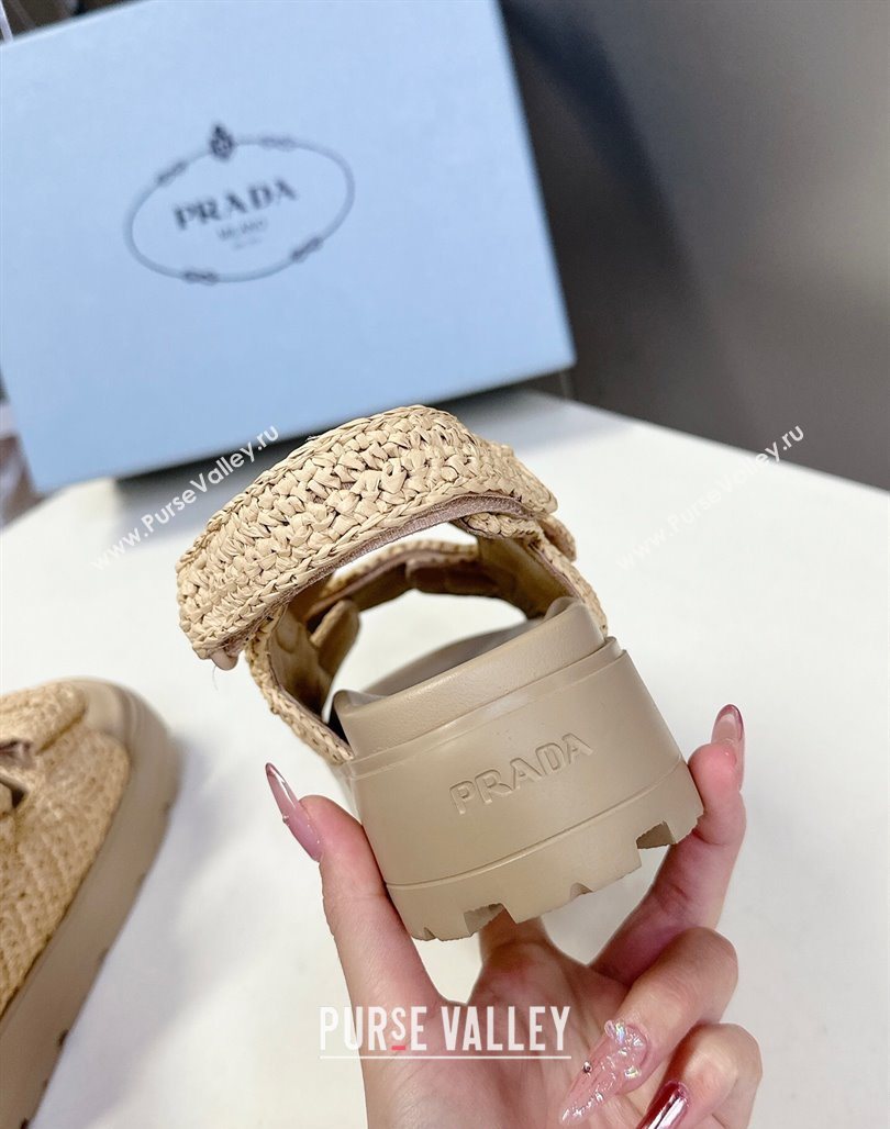 Prada Crochet platform sandals 4.5cm Beige 2025 PR053001 (MD-250530009)