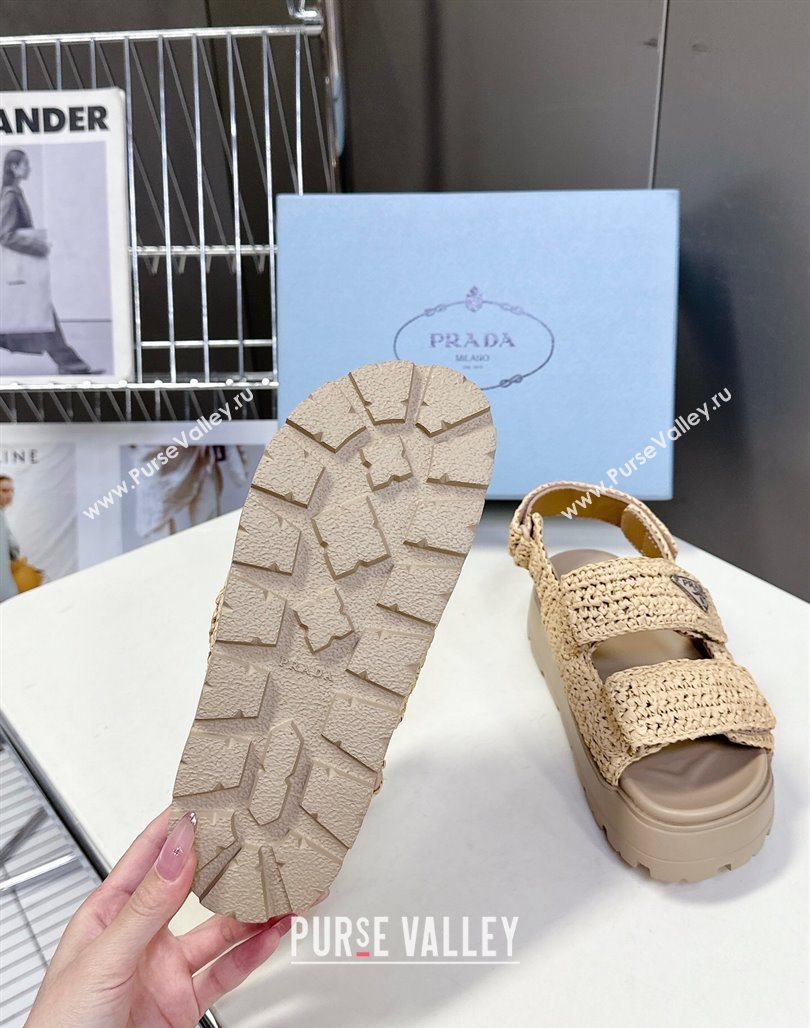 Prada Crochet platform sandals 4.5cm Beige 2025 PR053001 (MD-250530009)