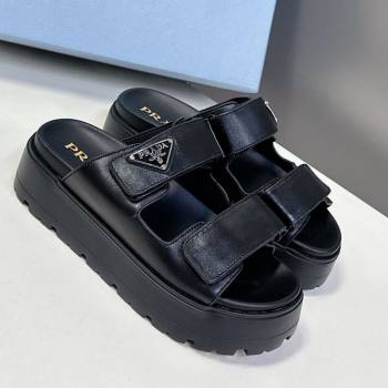 Prada Leather platform sandals 4.5cm Black 2025 PR053001 (MD-250530010)