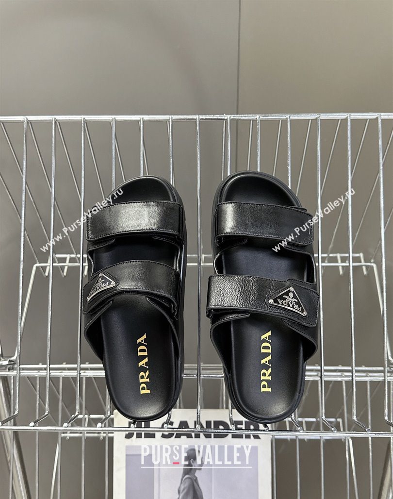 Prada Leather platform sandals 4.5cm Black 2025 PR053001 (MD-250530010)