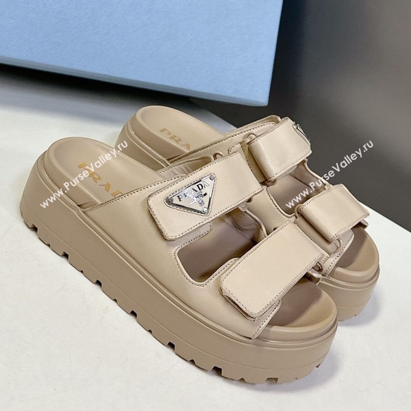 Prada Leather platform sandals 4.5cm Beige 2025 PR053001 (MD-250530011)