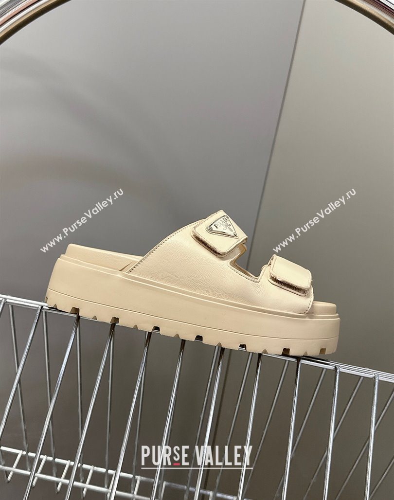 Prada Leather platform sandals 4.5cm Beige 2025 PR053001 (MD-250530011)