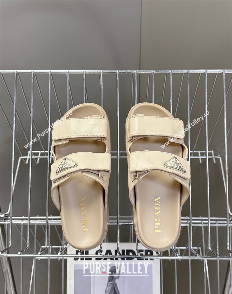 Prada Leather platform sandals 4.5cm Beige 2025 PR053001 (MD-250530011)