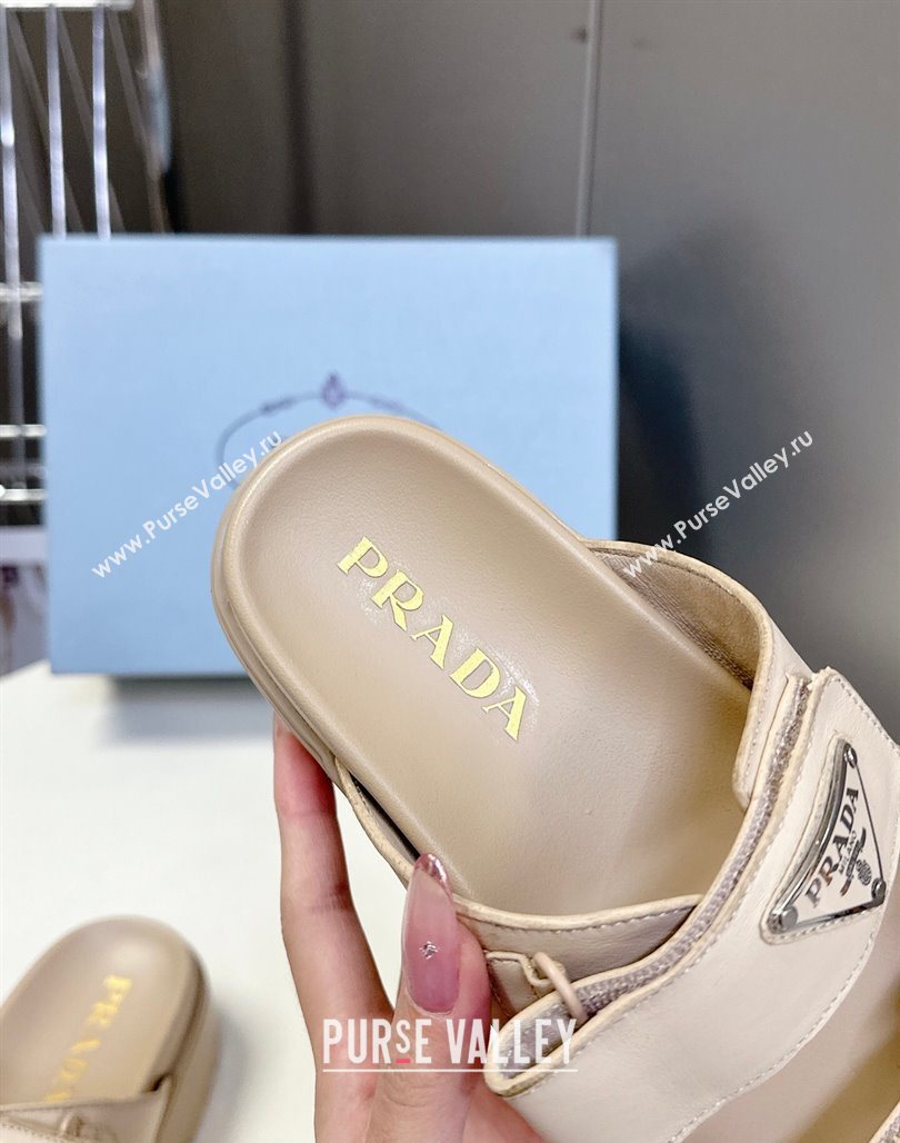 Prada Leather platform sandals 4.5cm Beige 2025 PR053001 (MD-250530011)
