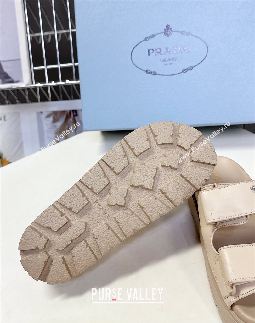 Prada Leather platform sandals 4.5cm Beige 2025 PR053001 (MD-250530011)