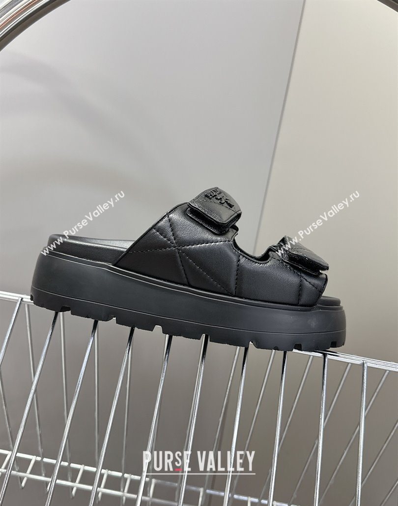 Prada Padded nappa leather platform slides sandal 4.5cm Black 2025 1XZ775 (MD-250530013)