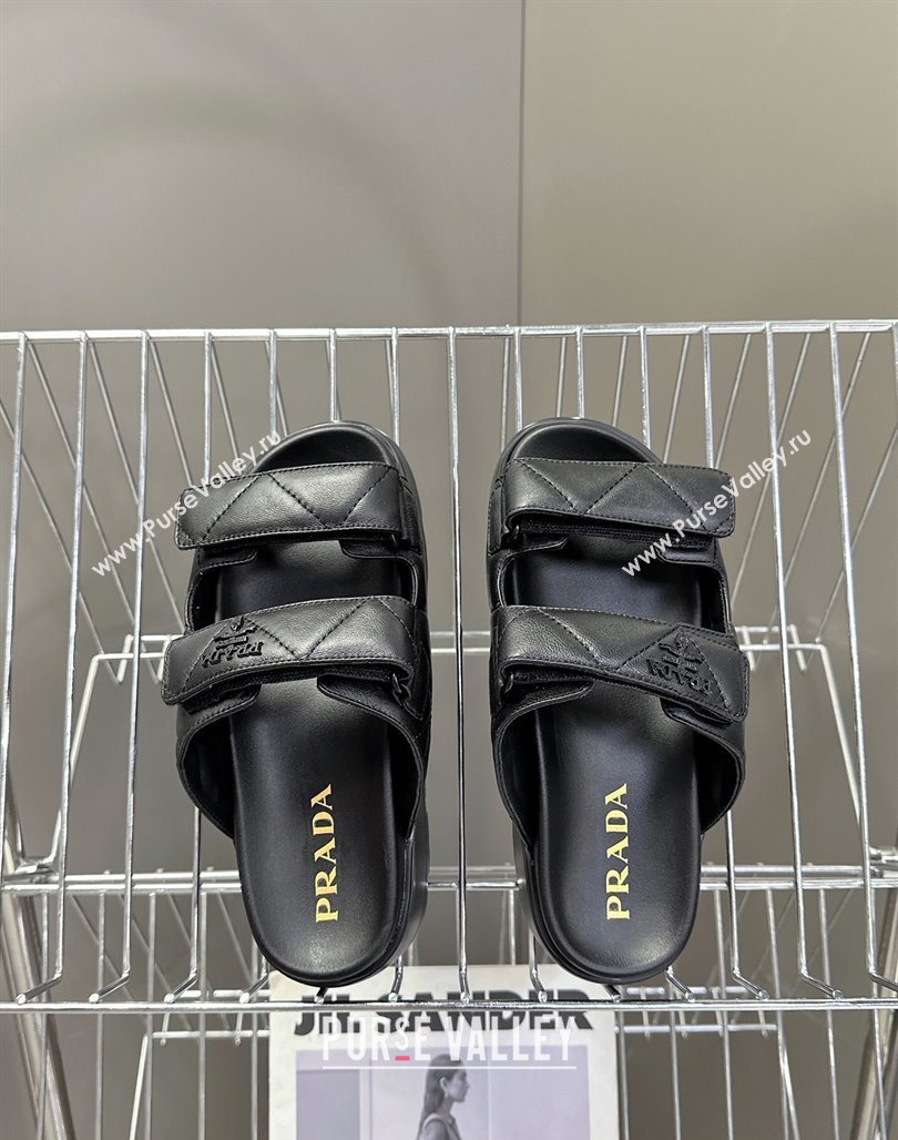 Prada Padded nappa leather platform slides sandal 4.5cm Black 2025 1XZ775 (MD-250530013)