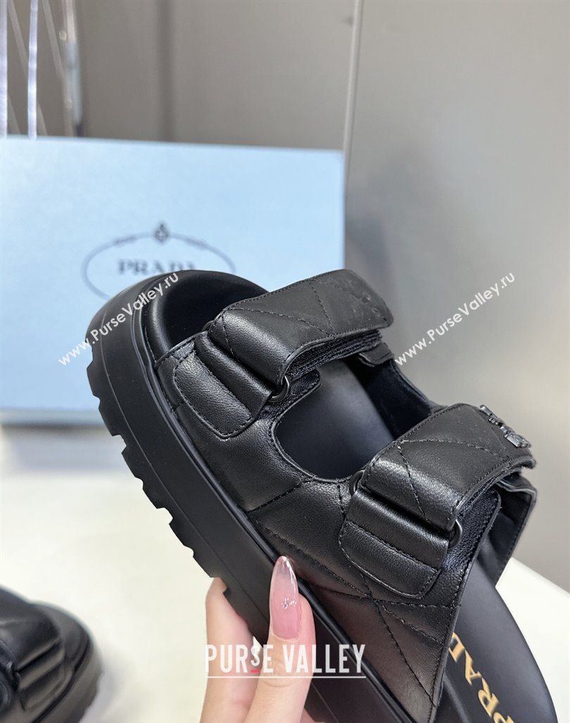 Prada Padded nappa leather platform slides sandal 4.5cm Black 2025 1XZ775 (MD-250530013)