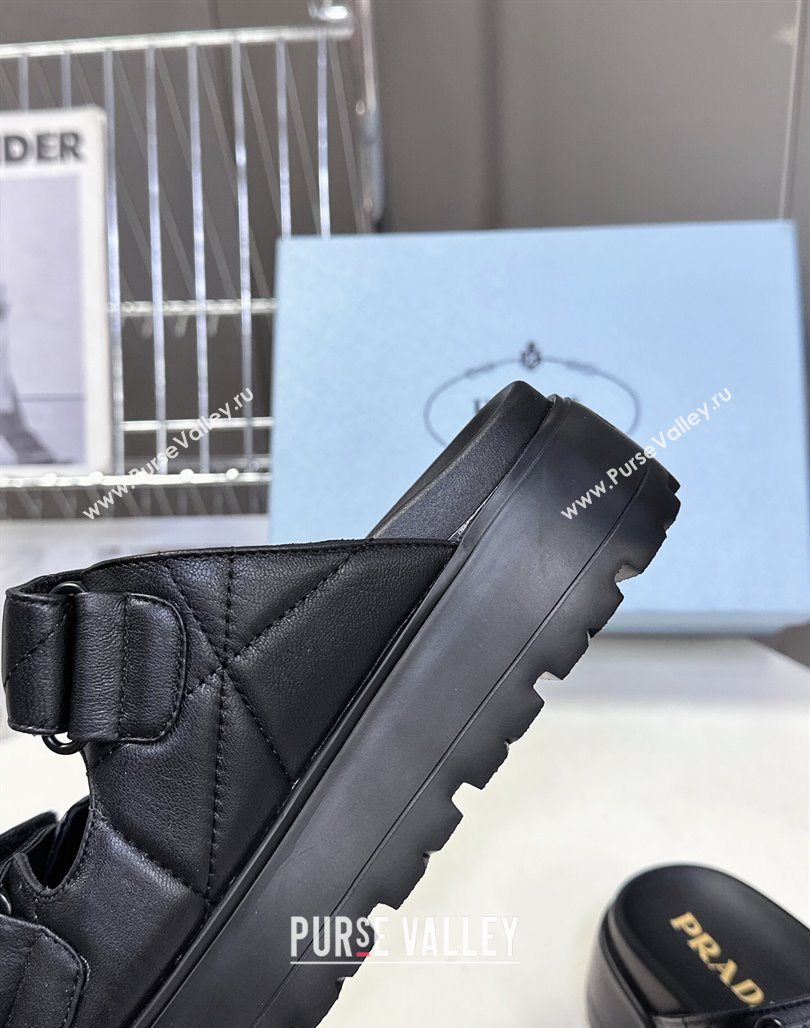 Prada Padded nappa leather platform slides sandal 4.5cm Black 2025 1XZ775 (MD-250530013)