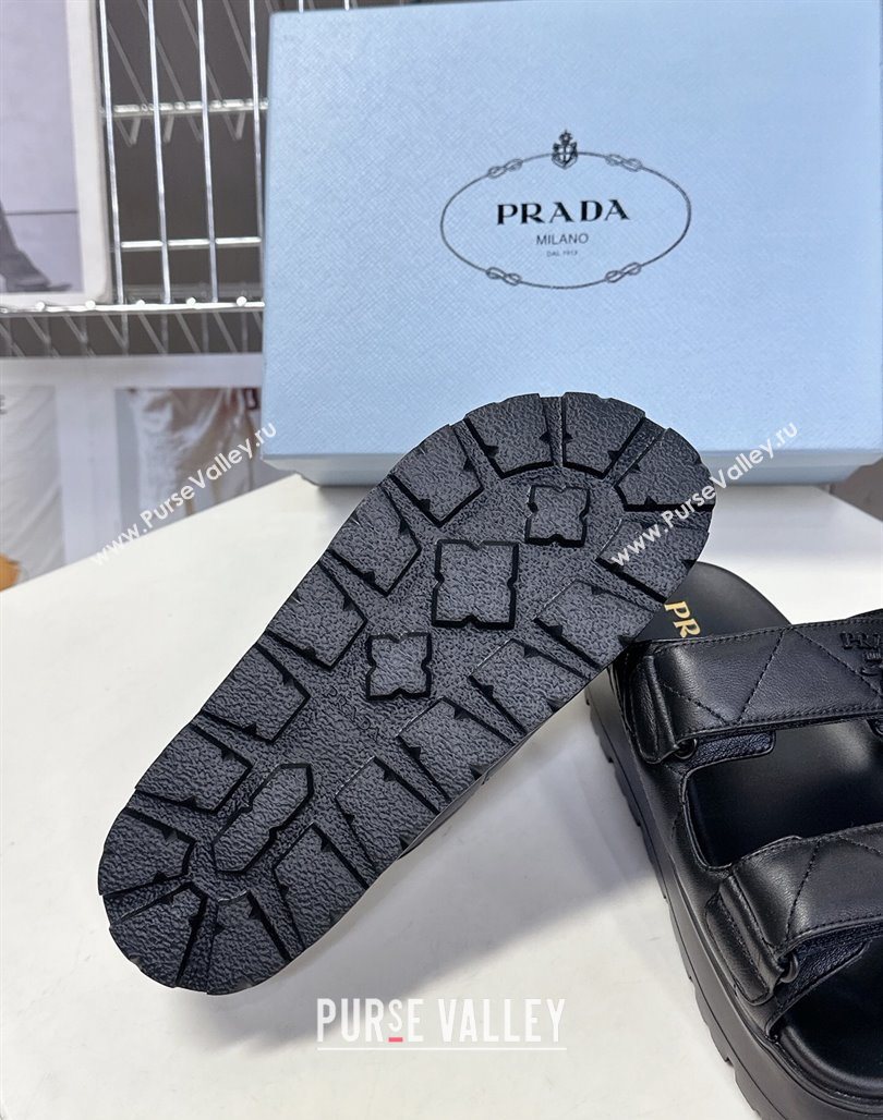 Prada Padded nappa leather platform slides sandal 4.5cm Black 2025 1XZ775 (MD-250530013)