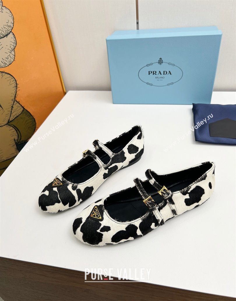 Prada Printed mohair ballerinas flat White/Black 2025 1F794N (MD-250603054)