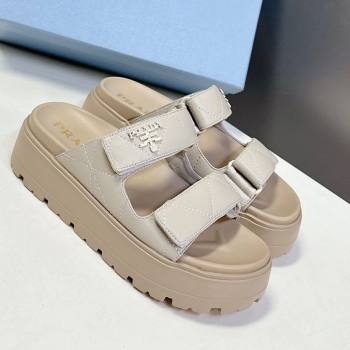 Prada Padded nappa leather platform slides sandal 4.5cm Beige 2025 1XZ775 (MD-250530014)