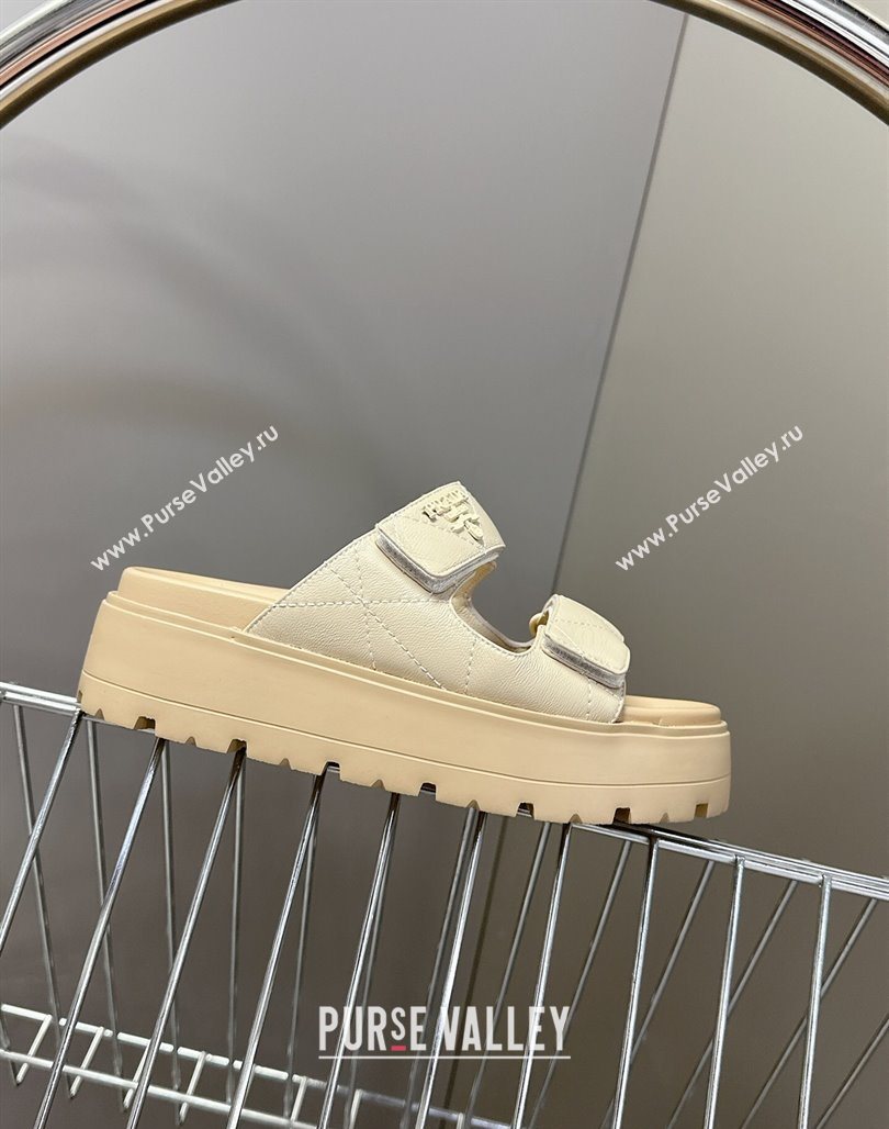 Prada Padded nappa leather platform slides sandal 4.5cm Beige 2025 1XZ775 (MD-250530014)