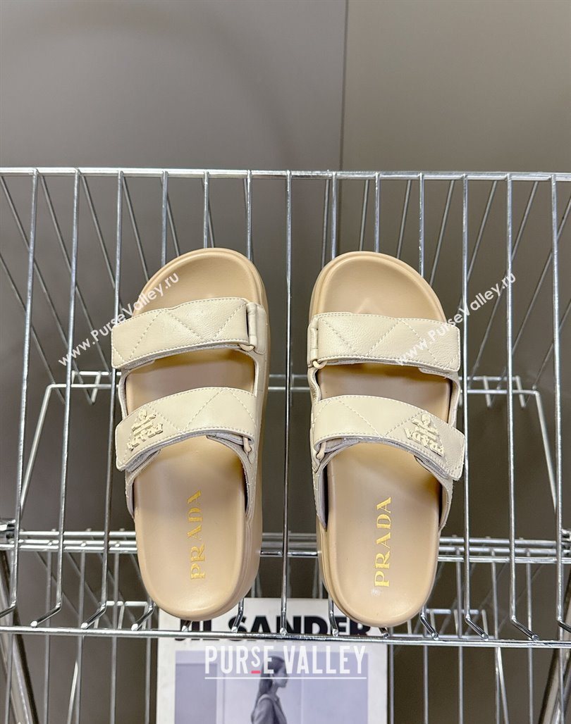 Prada Padded nappa leather platform slides sandal 4.5cm Beige 2025 1XZ775 (MD-250530014)