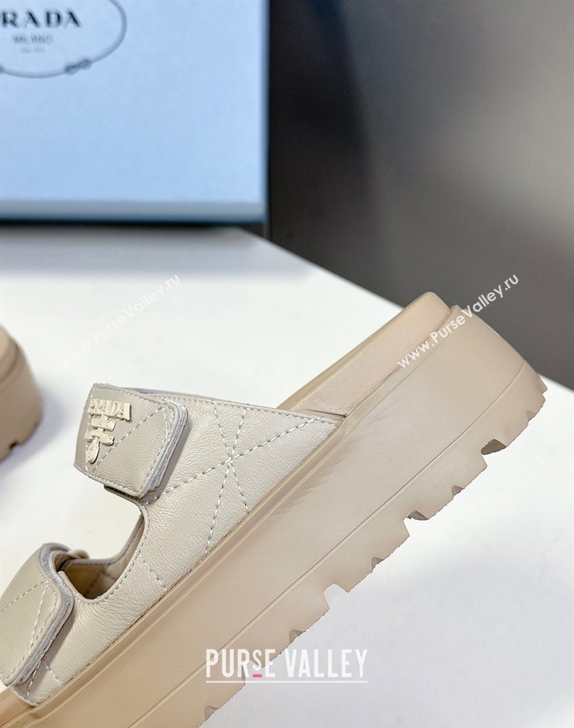 Prada Padded nappa leather platform slides sandal 4.5cm Beige 2025 1XZ775 (MD-250530014)