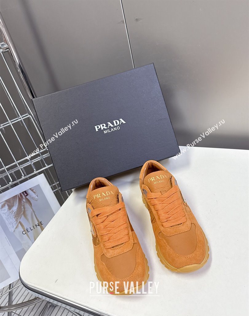 Prada Prax 2.0 Re-Nylon and suede sneakers Pomegranate Yellow 2025 1E921N (MD-250603009)
