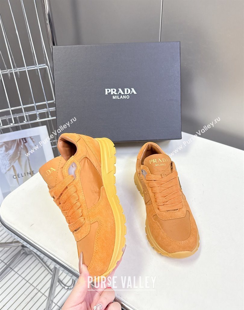 Prada Prax 2.0 Re-Nylon and suede sneakers Pomegranate Yellow 2025 1E921N (MD-250603009)