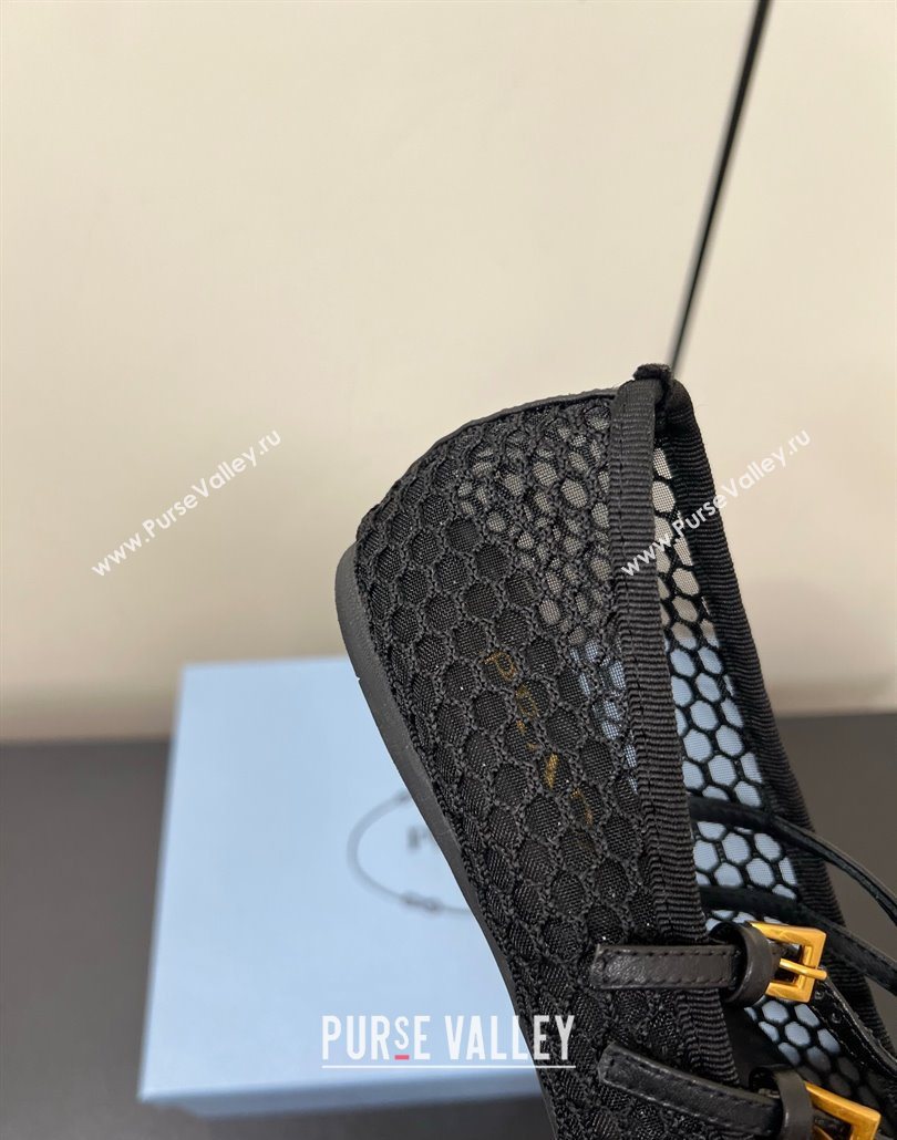 Prada Mesh fabric ballerinas flat Black 2025 1F915N (HQG-250603058)