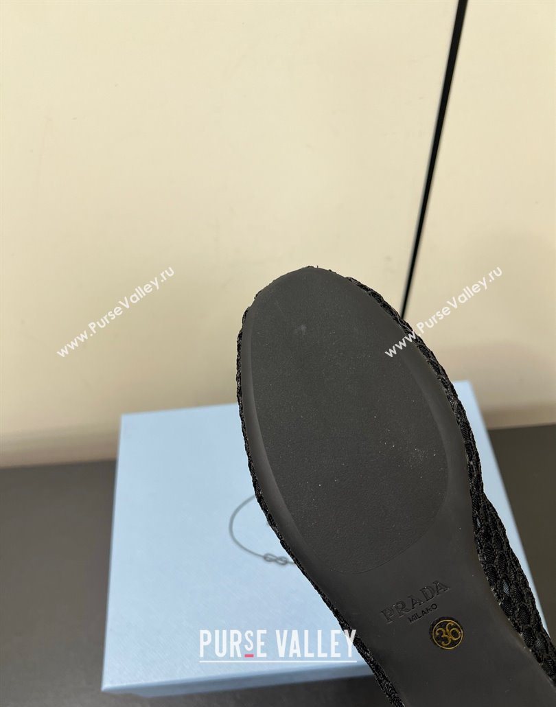 Prada Mesh fabric ballerinas flat Black 2025 1F915N (HQG-250603058)
