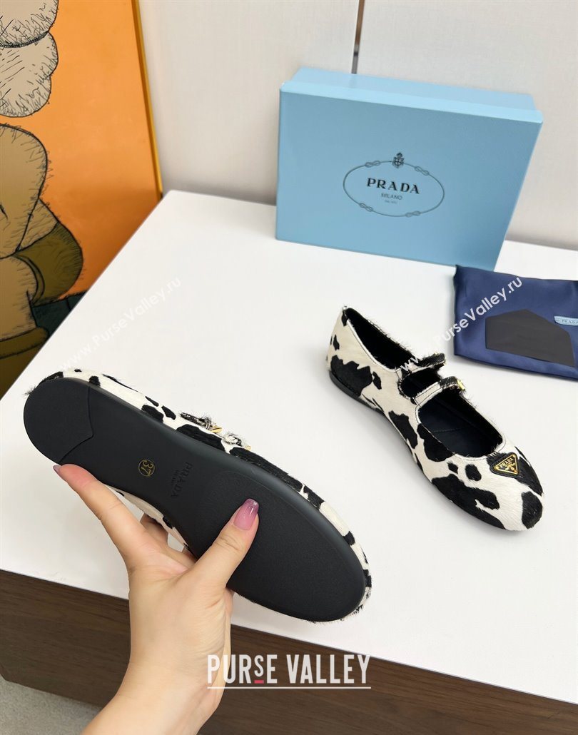Prada Printed mohair ballerinas flat White/Black 2025 1F794N (MD-250603054)