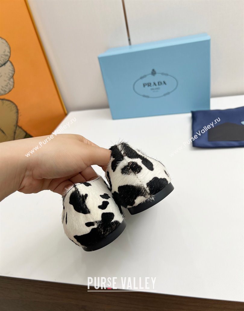 Prada Printed mohair ballerinas flat White/Black 2025 1F794N (MD-250603054)
