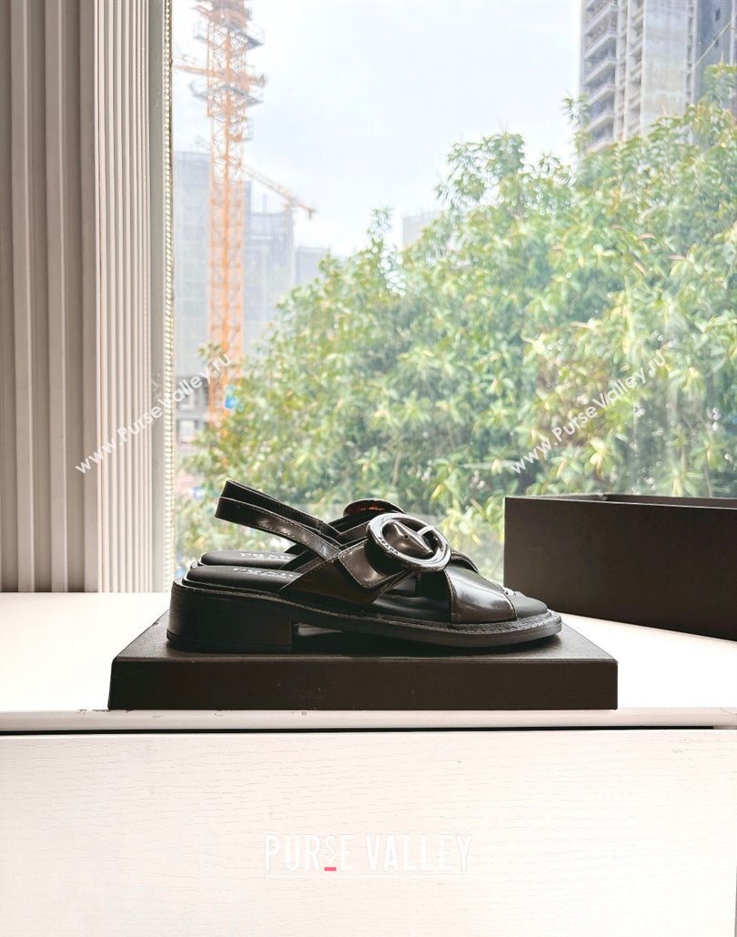 Prada Brushed leather sandals with buckle Sienna Brown 2025 1X962N (MD-250603032)