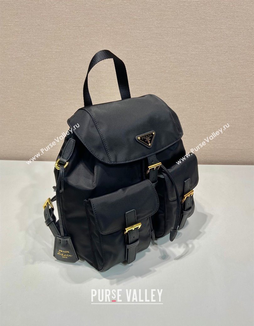 Prada Re-Edition 1978 small Re-Nylon backpack bag Black/Gold 2025 1BZ677 (YZ-250626107)