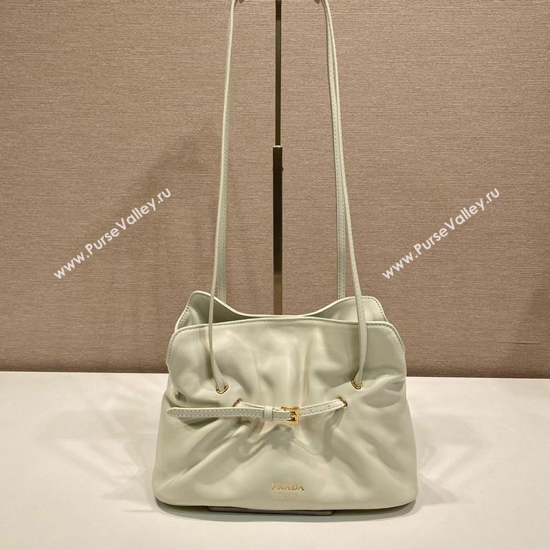 Prada Nappa leather shoulder bag with Buckle White 2025 1BG586 (YZ-250627002)