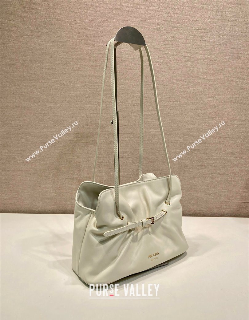 Prada Nappa leather shoulder bag with Buckle White 2025 1BG586 (YZ-250627002)