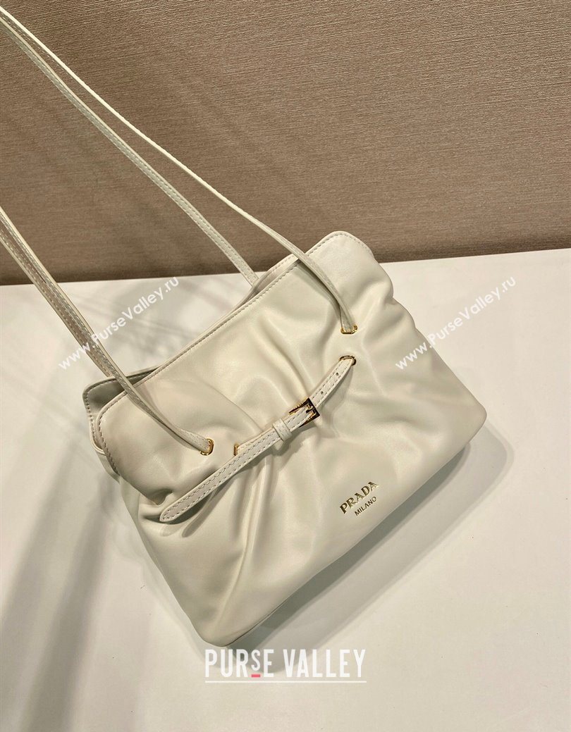 Prada Nappa leather shoulder bag with Buckle White 2025 1BG586 (YZ-250627002)