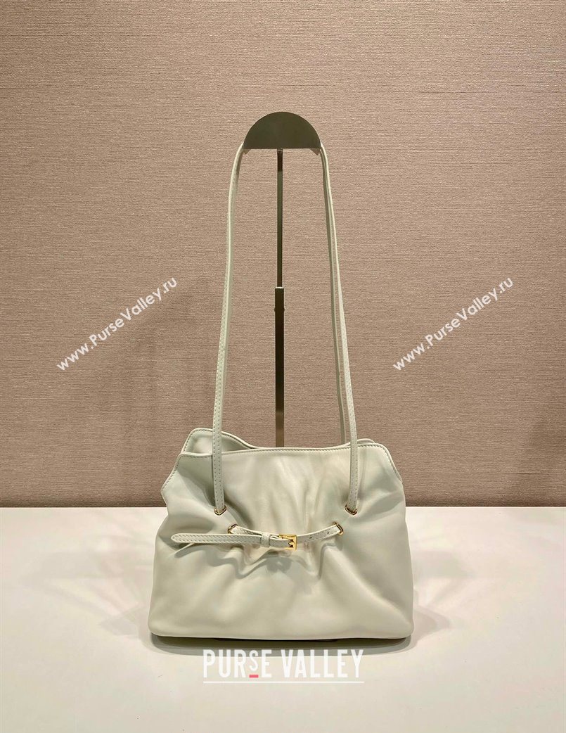 Prada Nappa leather shoulder bag with Buckle White 2025 1BG586 (YZ-250627002)