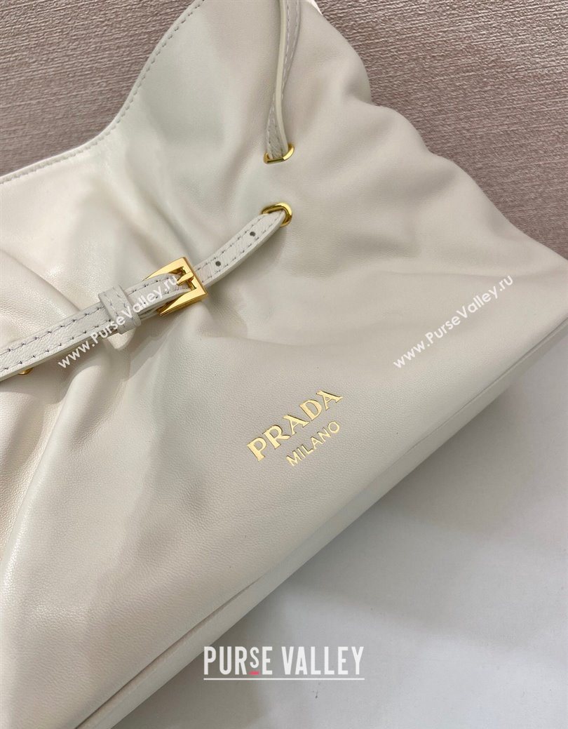 Prada Nappa leather shoulder bag with Buckle White 2025 1BG586 (YZ-250627002)
