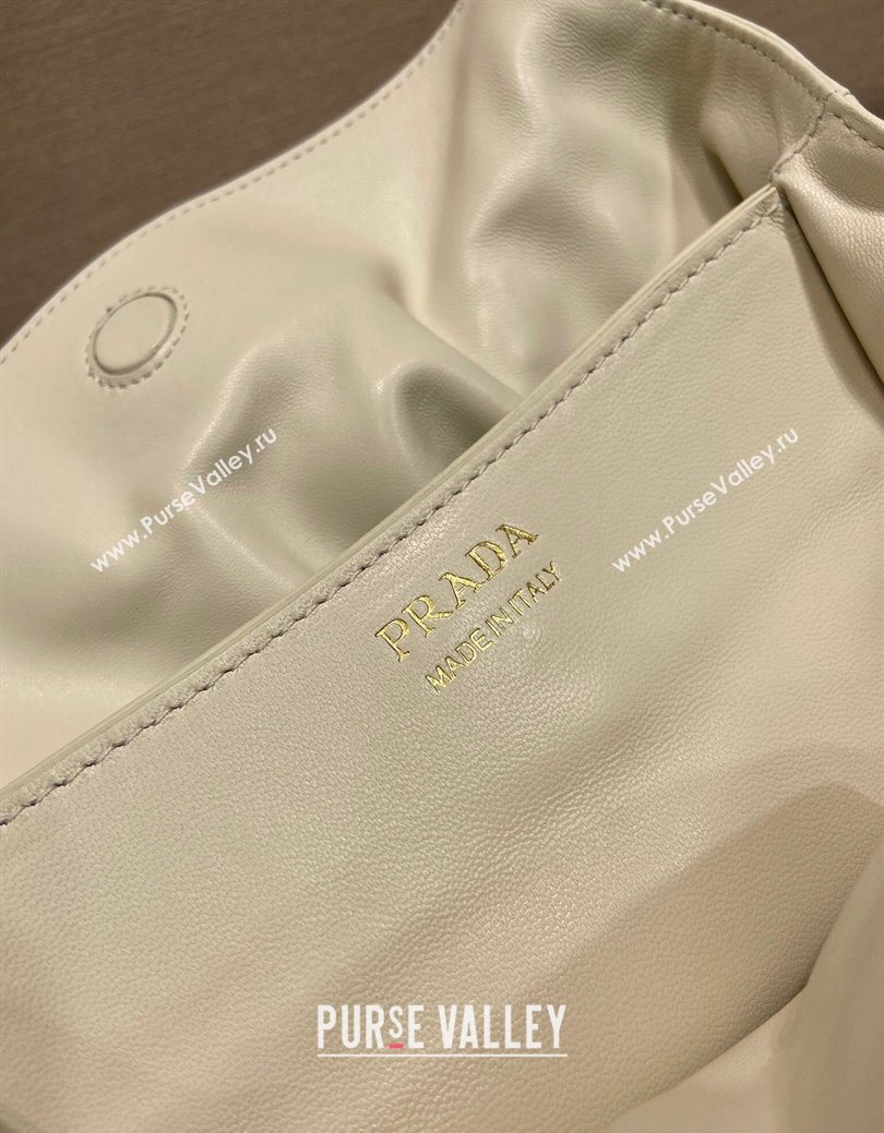 Prada Nappa leather shoulder bag with Buckle White 2025 1BG586 (YZ-250627002)