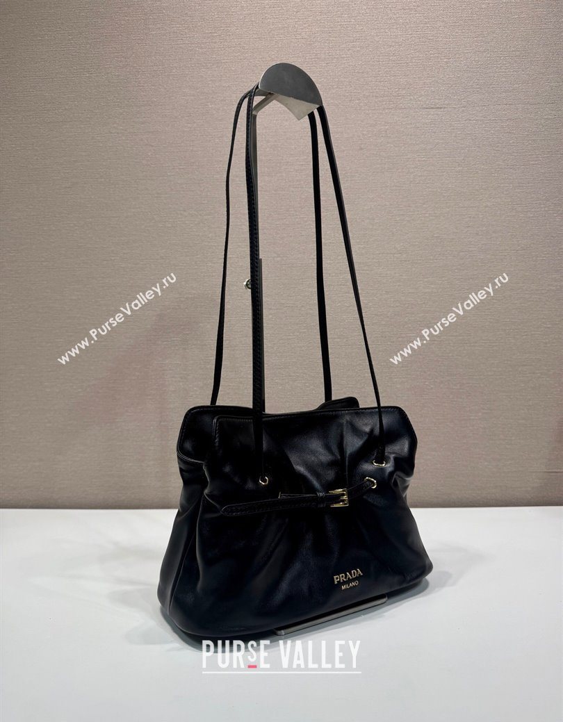 Prada Nappa leather shoulder bag with Buckle Black 2025 1BG586 (YZ-250627003)