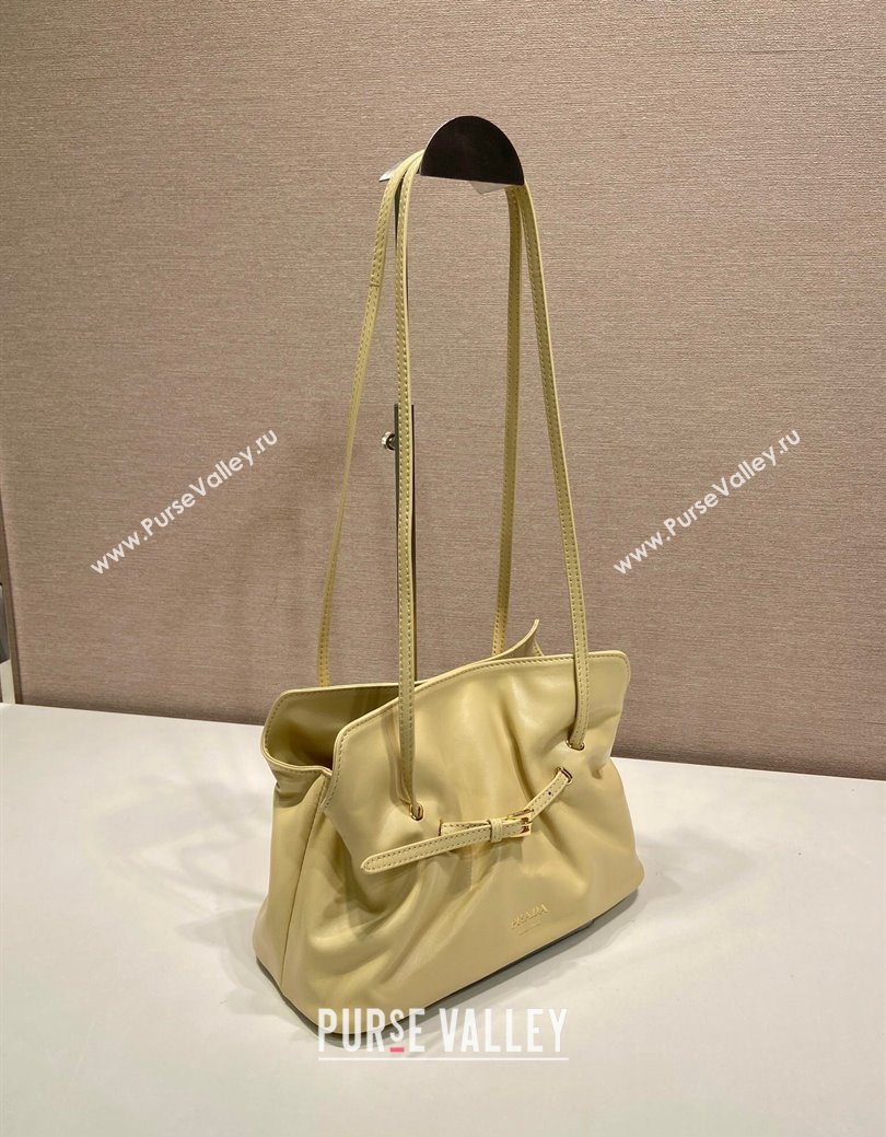 Prada Nappa leather shoulder bag with Buckle Yellow 2025 1BG586 (YZ-250627005)