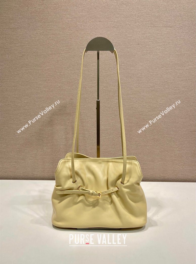 Prada Nappa leather shoulder bag with Buckle Yellow 2025 1BG586 (YZ-250627005)