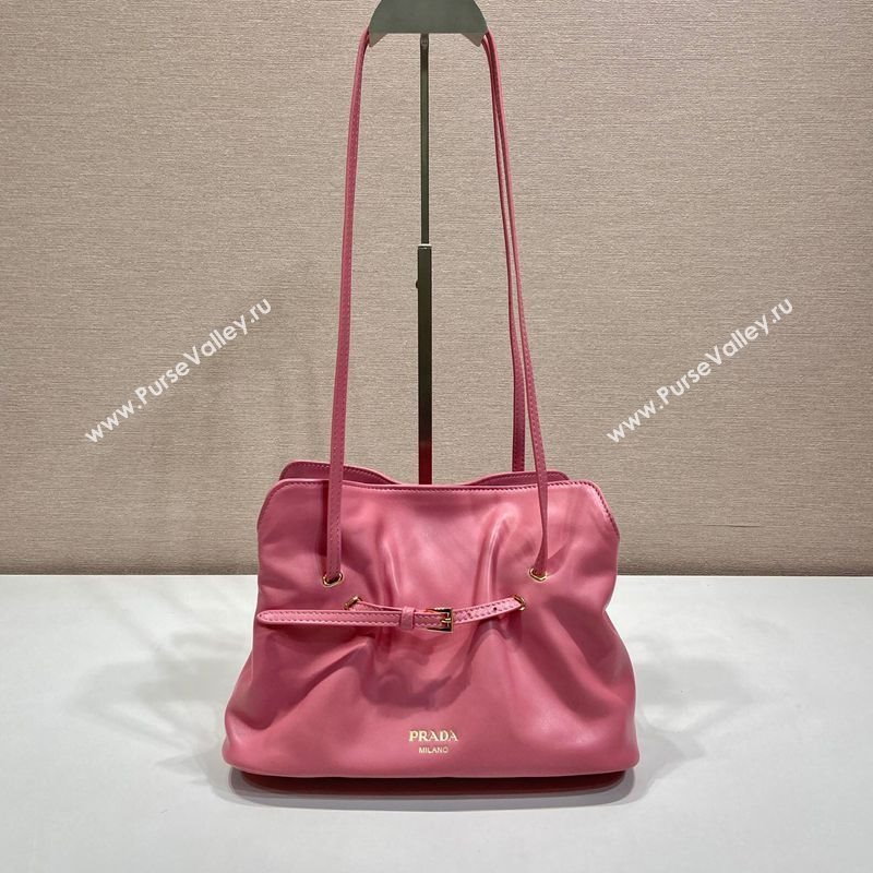 Prada Nappa leather shoulder bag with Buckle Pink2 2025 1BG586 (YZ-250627006)