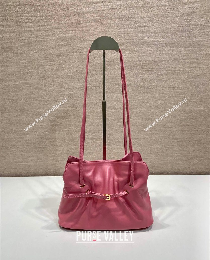 Prada Nappa leather shoulder bag with Buckle Pink2 2025 1BG586 (YZ-250627006)