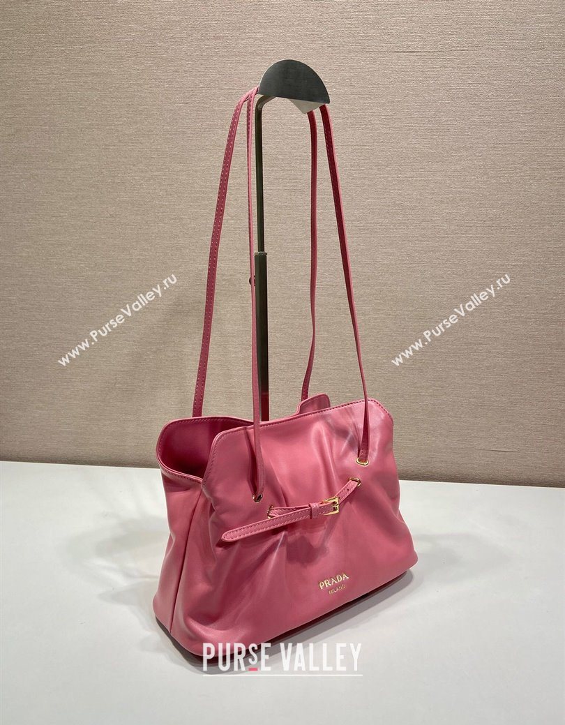 Prada Nappa leather shoulder bag with Buckle Pink2 2025 1BG586 (YZ-250627006)