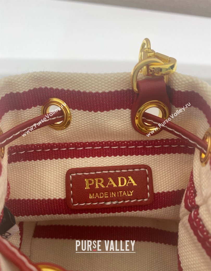 Prada Striped fabric mini-pouch White/Red 2025 1NR16H (YZ-250627008)