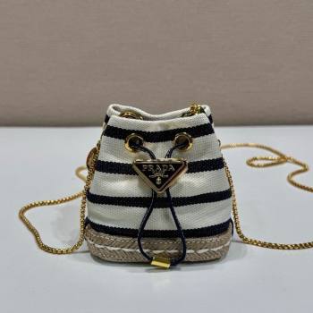 Prada Striped fabric mini-pouch Ivory White/Blue 2025 1NR16H (YZ-250627007)