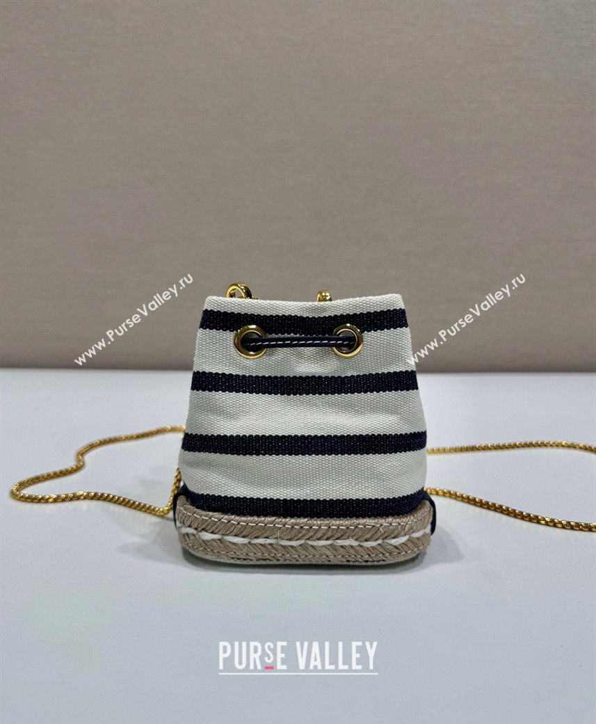 Prada Striped fabric mini-pouch Ivory White/Blue 2025 1NR16H (YZ-250627007)