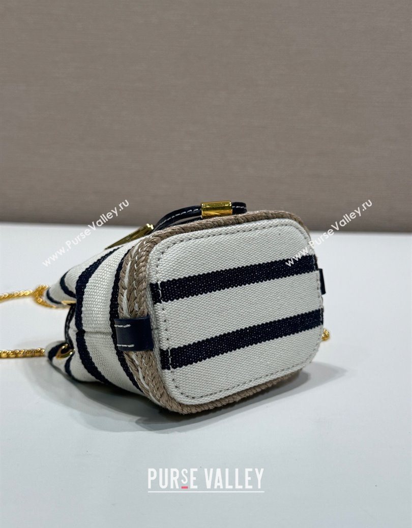 Prada Striped fabric mini-pouch Ivory White/Blue 2025 1NR16H (YZ-250627007)