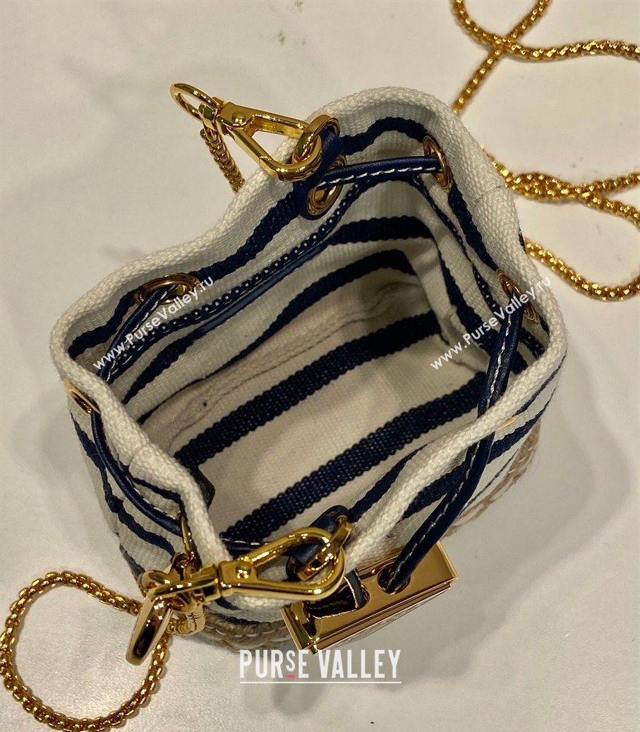 Prada Striped fabric mini-pouch Ivory White/Blue 2025 1NR16H (YZ-250627007)
