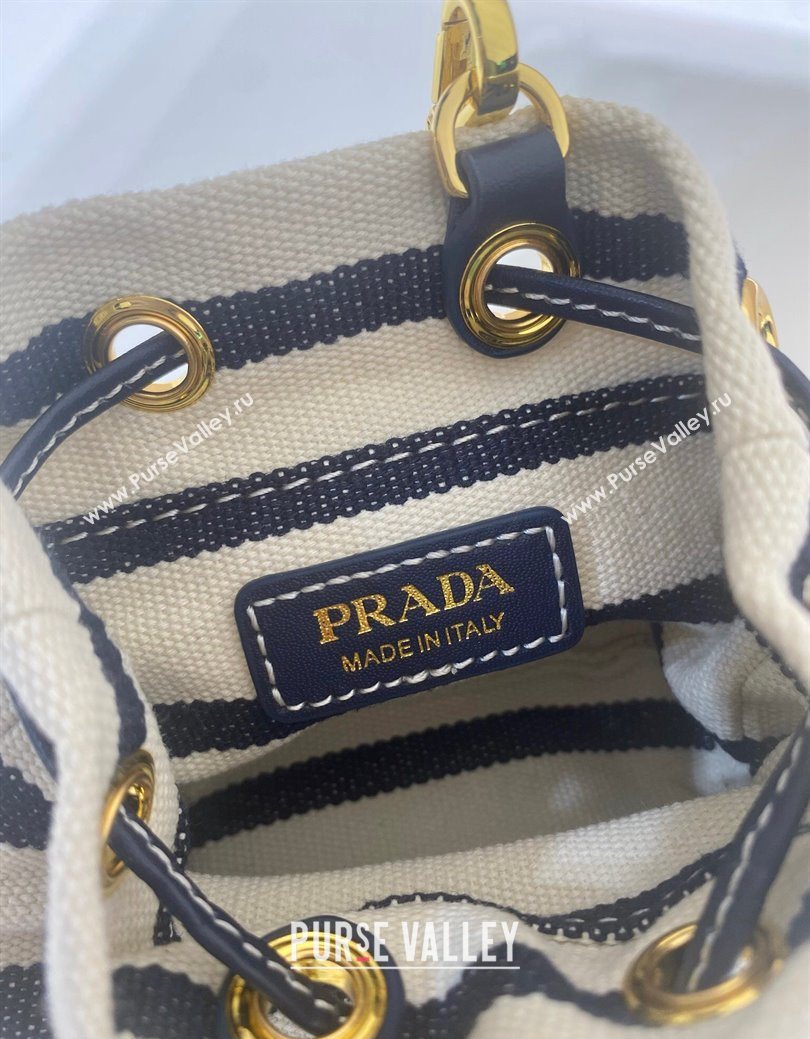 Prada Striped fabric mini-pouch Ivory White/Blue 2025 1NR16H (YZ-250627007)