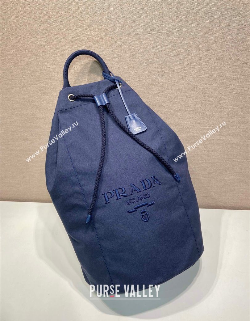 Prada Mens Canvas drawstring duffle bag Baltic Blue 2025 2VY011 (YZ-250627021)