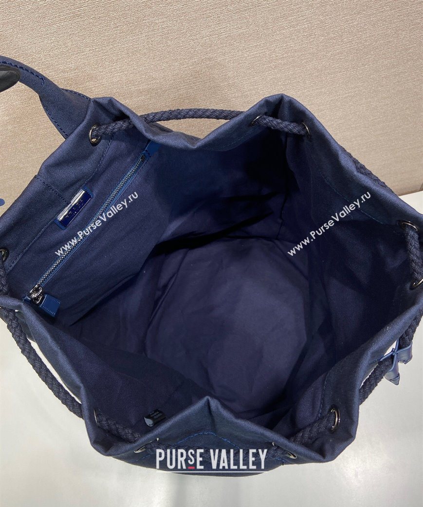 Prada Mens Canvas drawstring duffle bag Baltic Blue 2025 2VY011 (YZ-250627021)